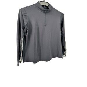 IBKUL Womens.Quarter Zip XL Black IceFil Long Sleeve Athletic Top Mesh Panels